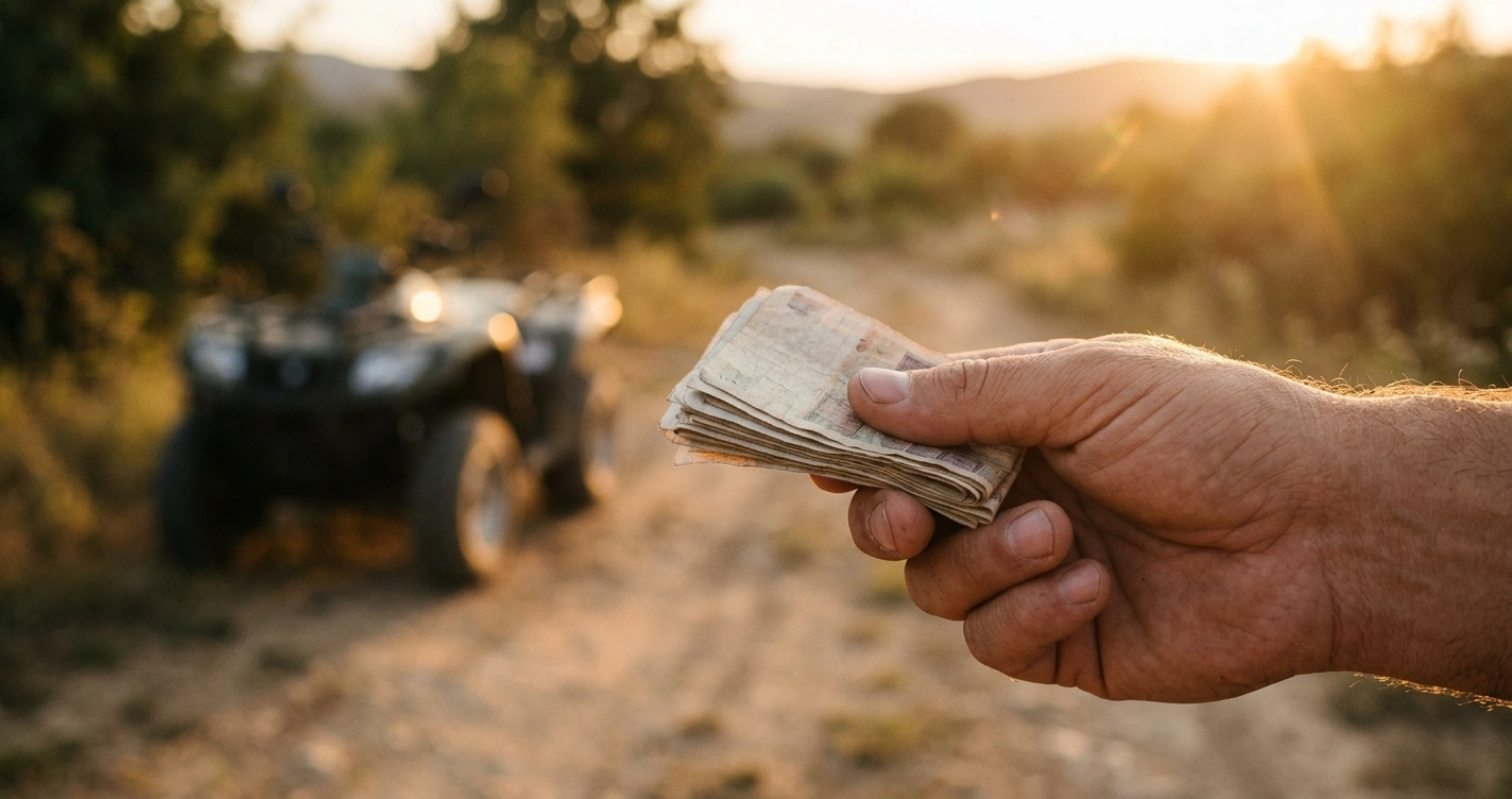A hand holding cash outdoors, part of the hidden travel costs nobody warns you about